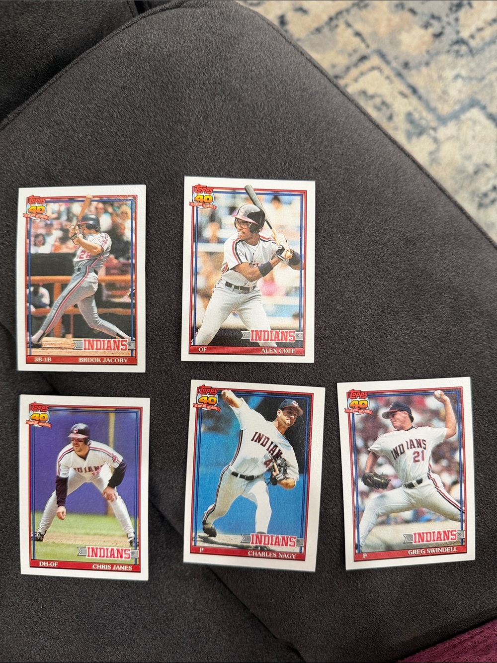 Topps Cleveland Indians Baseball Cards - White, Red, Blue Accents